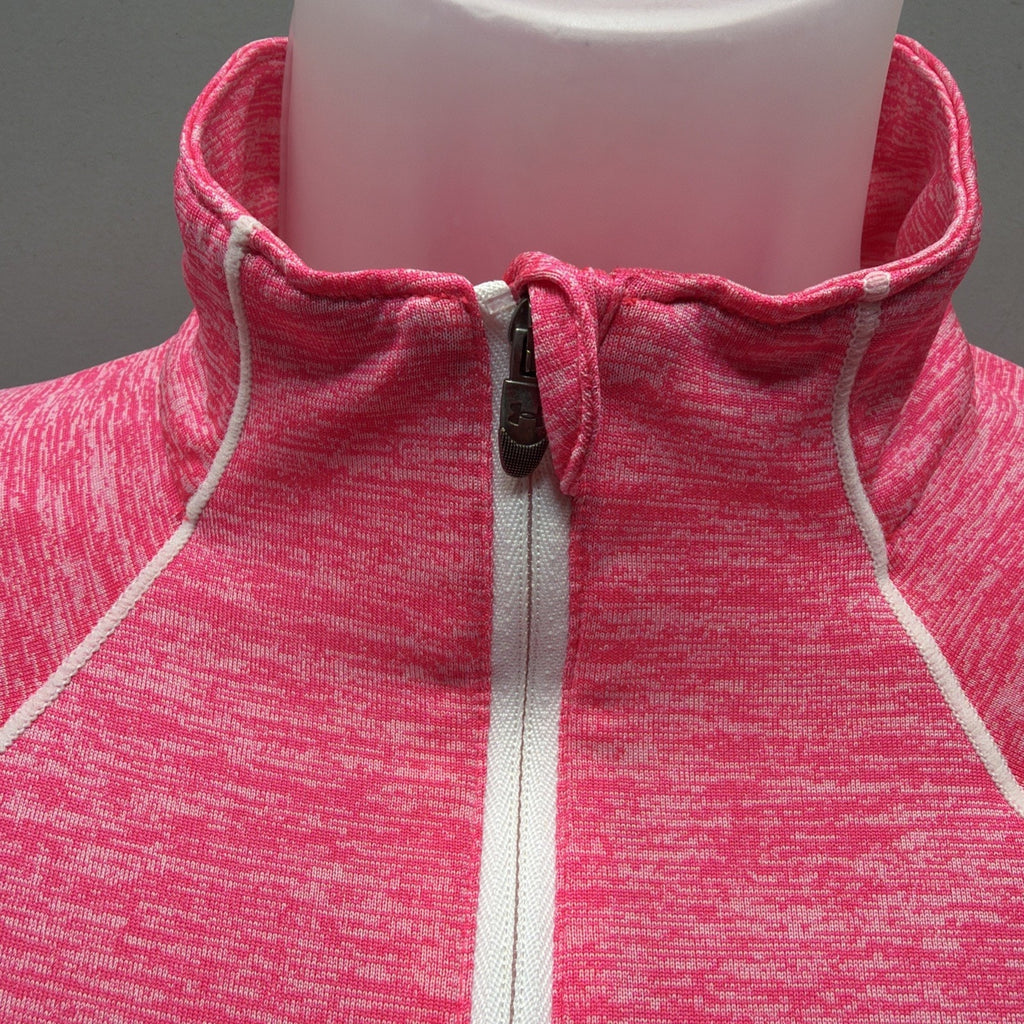 Under Armour Women's Semi Fitted Pink HeatGear Long Sleeve 1/2 Zip Pullover Sz S