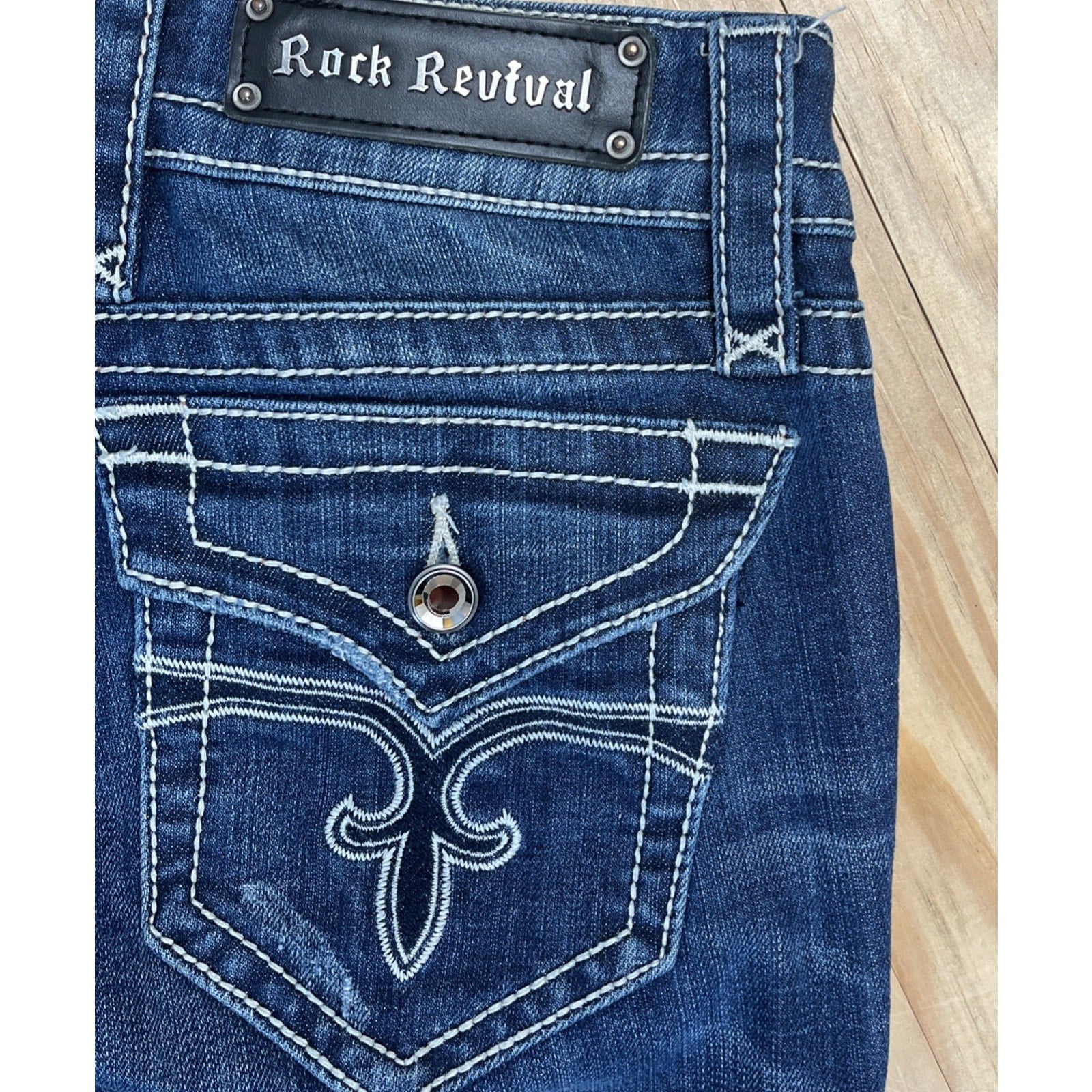 Rock Revival Womens Jeans Size 29 Studded Noelle Mid Rise Skinny Distressed