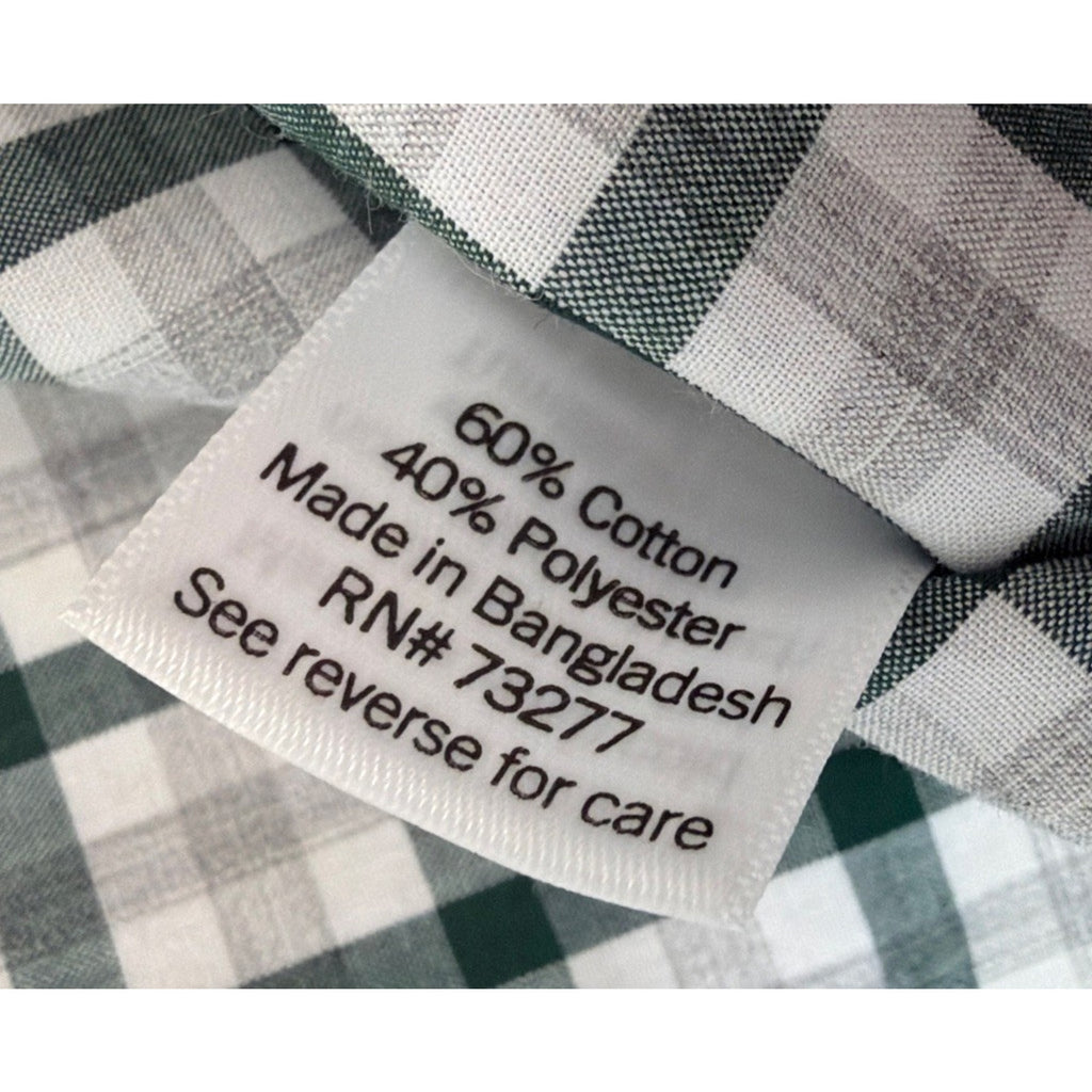 New Croft & Barrow Classic Fit Easy Care Mens Shirt Green Plaid Button Front M