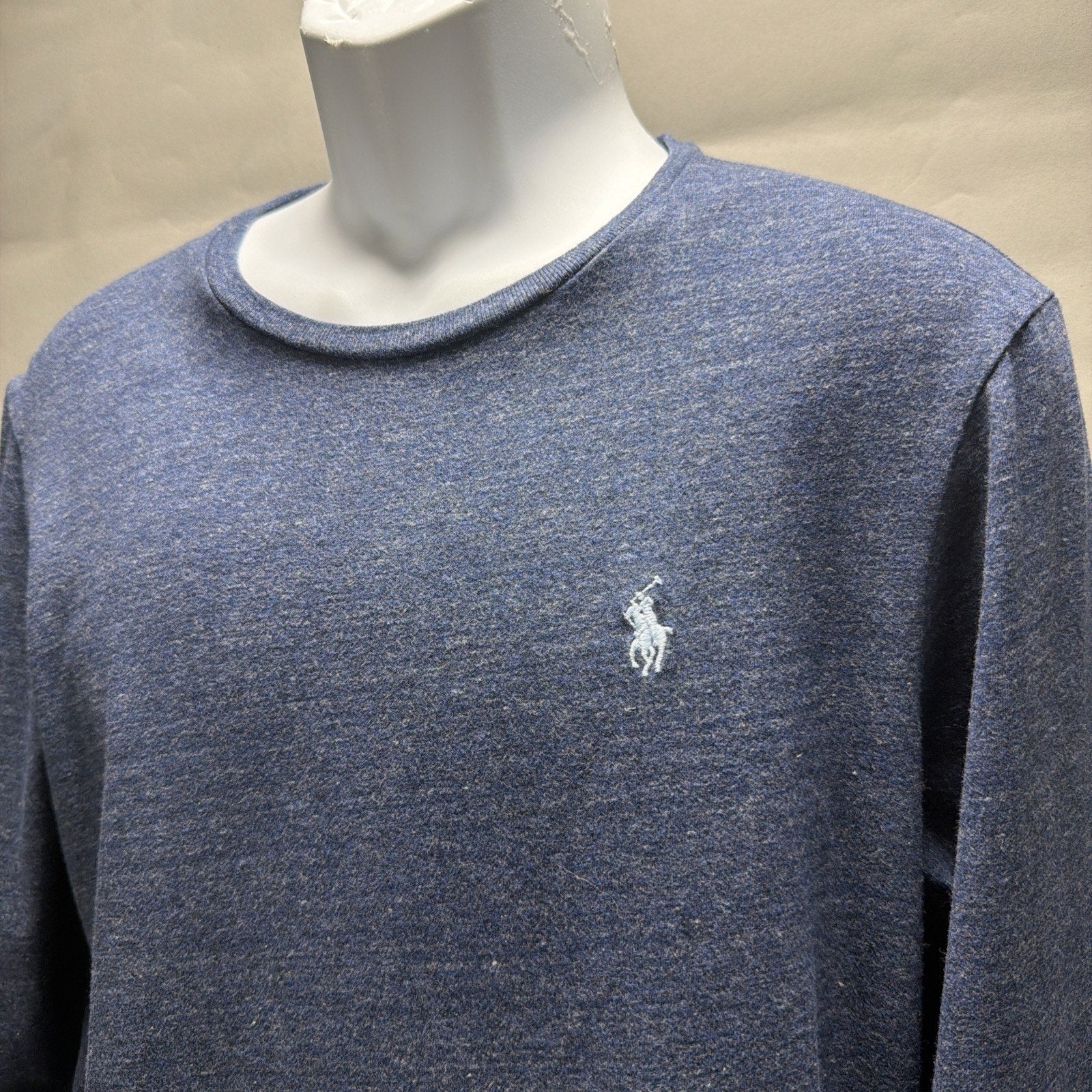Polo Ralph Lauren Custom Slim Fit Shirt Heather Blue Long Sleeve Crewneck Mens M