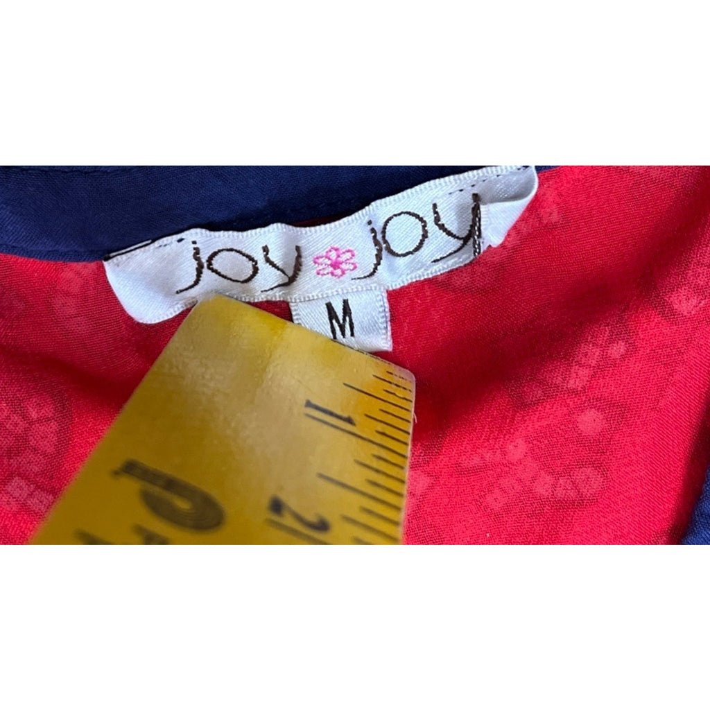 JOY JOY Womens V-NECK Geo Print Boho Dress STRETCH TUNIC 3/4 SLEEVES Medium