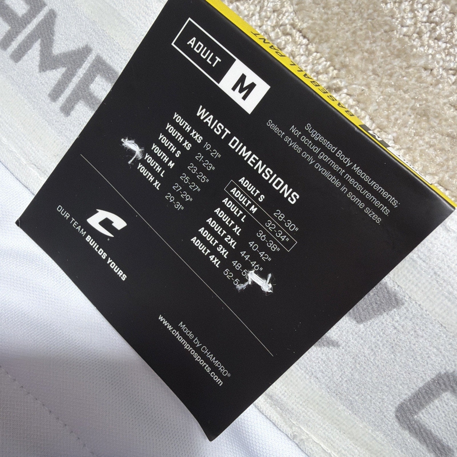 Champro Adult White Royal Blue Open Bottom Loose Fit Baseball Pants Size M NWT