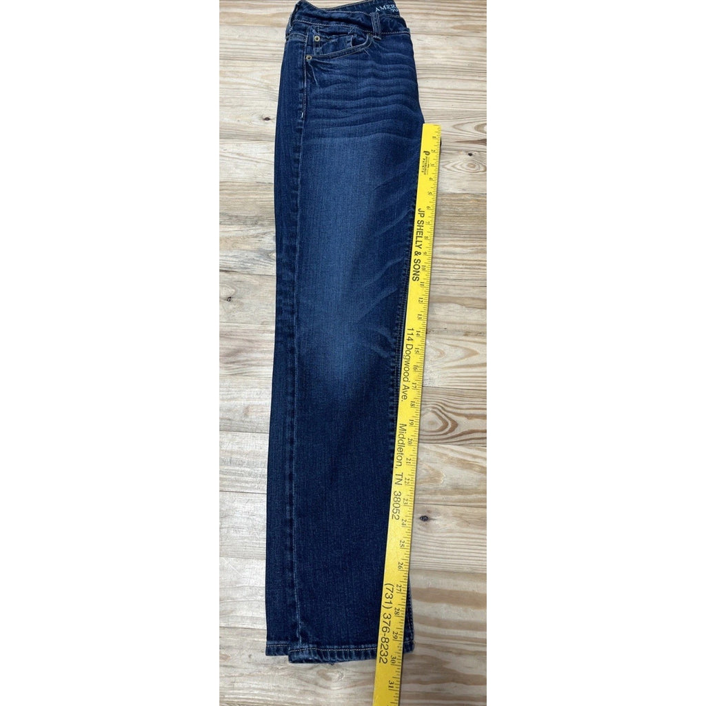 American Eagle Tomgirl Button Fly Dark Dreams Stretch Jeans 2 Blue