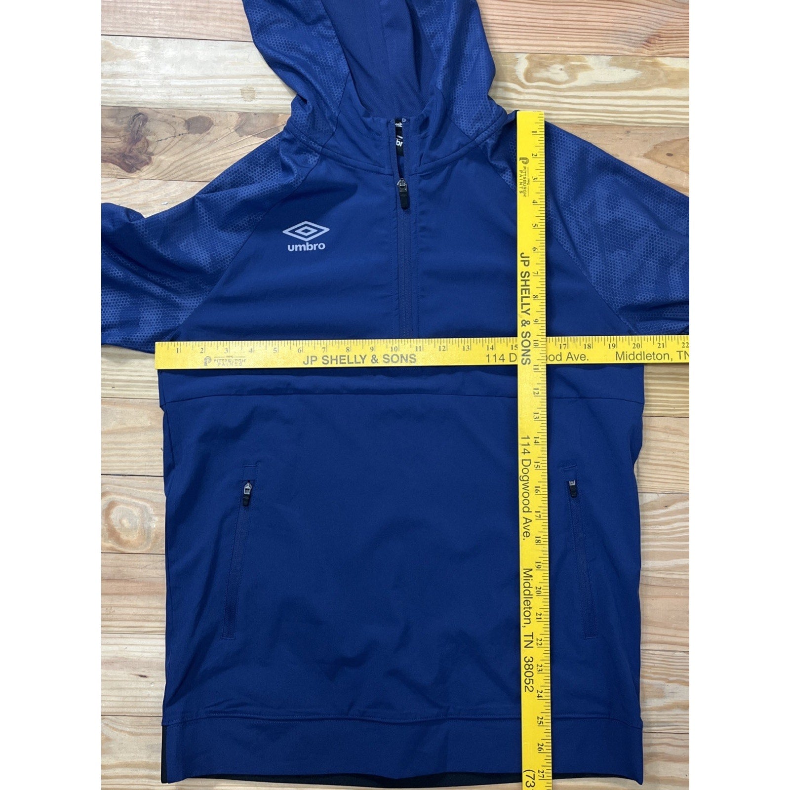 Umbro Hooded Windbreaker Track Jacket Lined Blue Men's Size Small