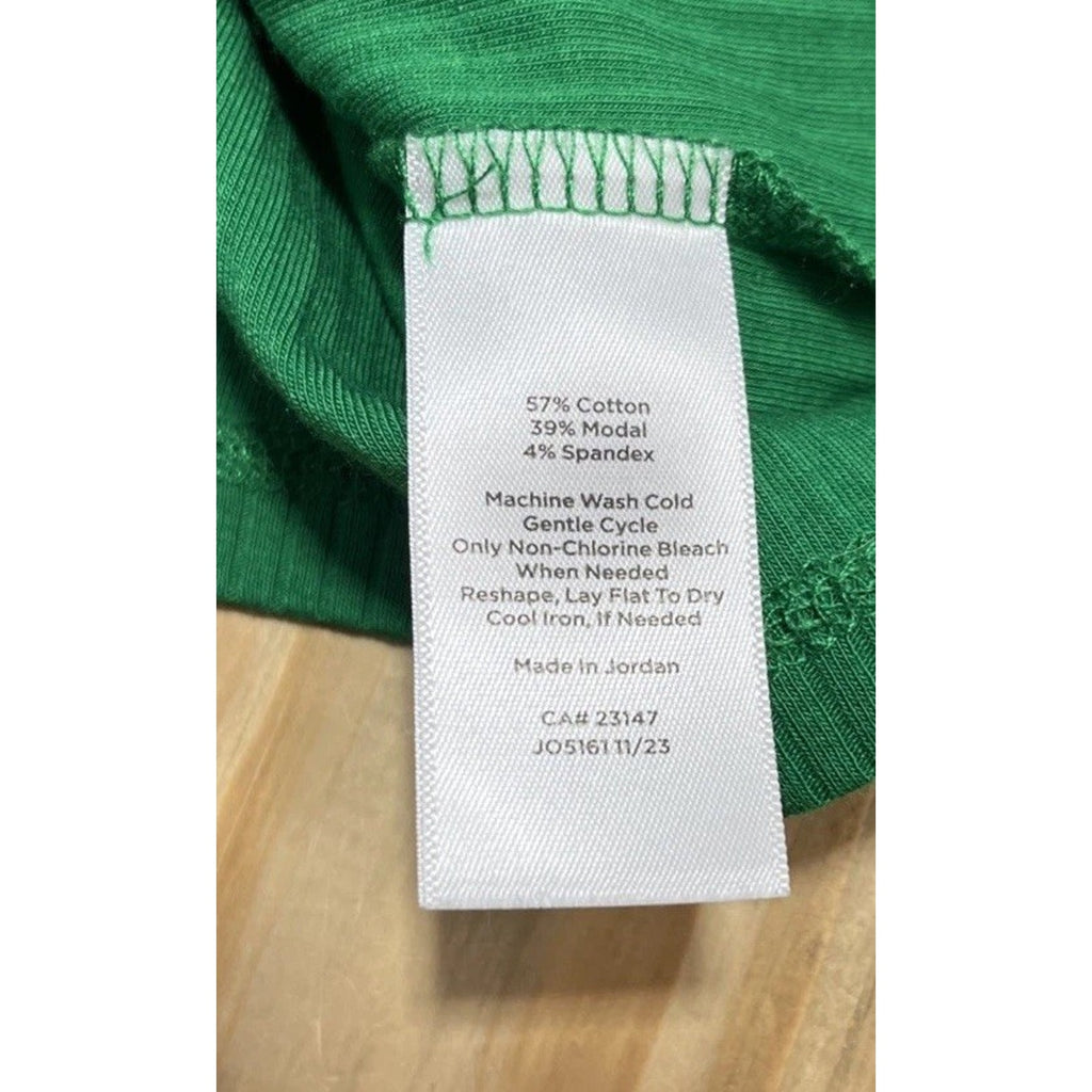 TALBOTS Lace Trim V-Neck Tee Women's M Stretch Cotton Blend Green
