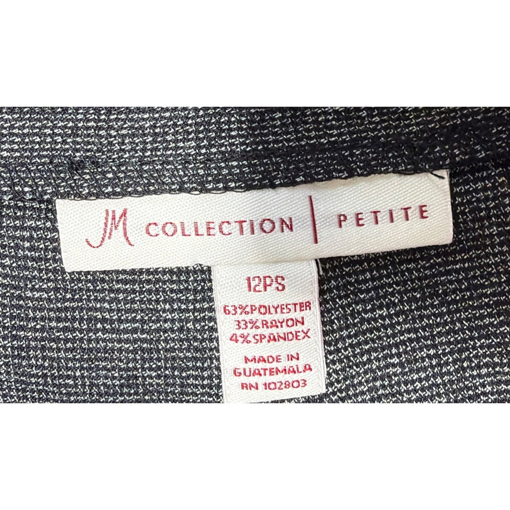 New! JM Collection Women's 12 Petite Essentials Magic Pant Gray Herringbone New