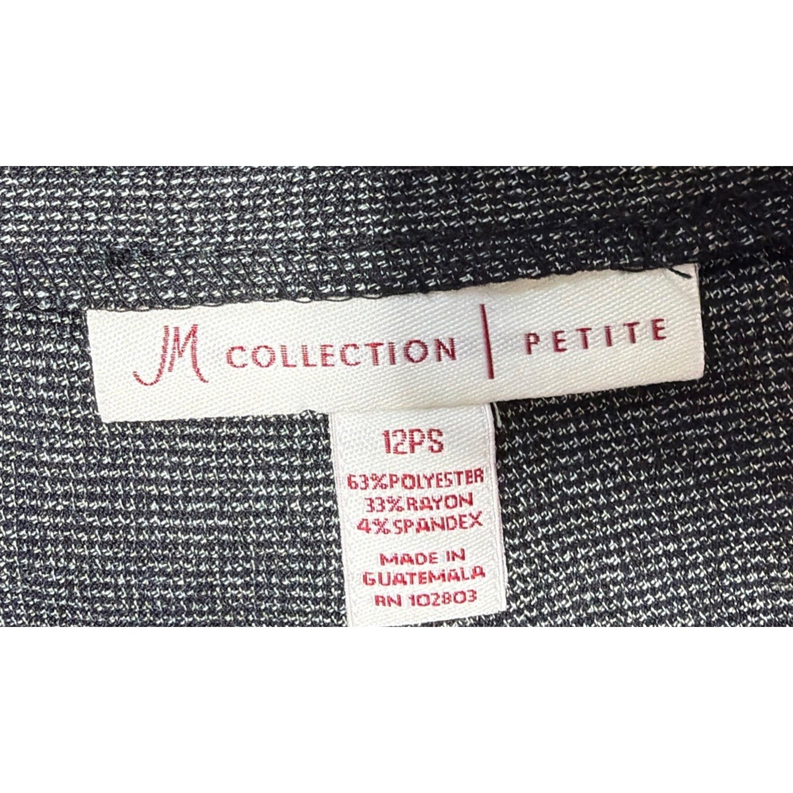 New! JM Collection Women's 12 Petite Essentials Magic Pant Gray Herringbone New