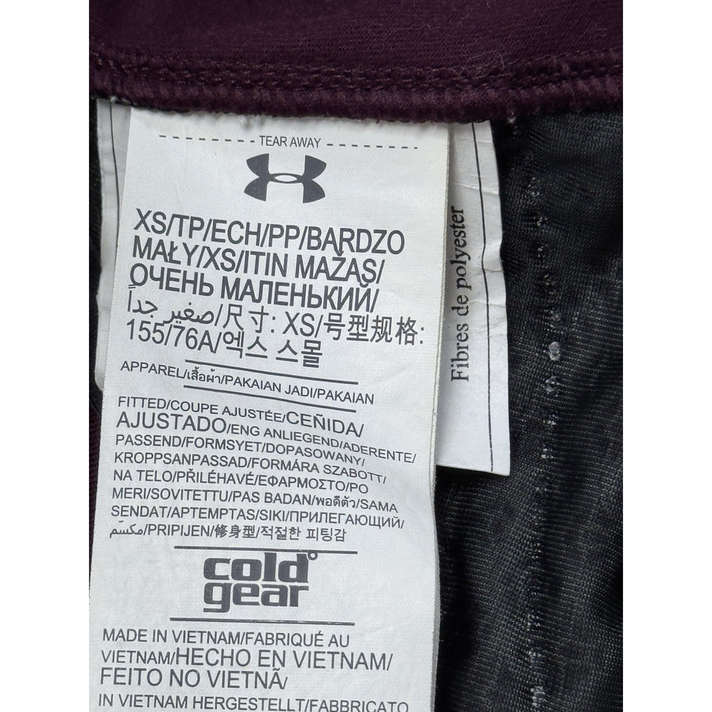 Under Armour Cold Gear Womens X-Small Semi Fitted Maroon Full Zip Vest EUC