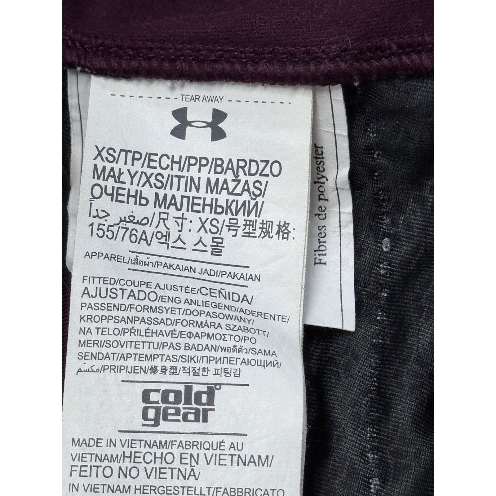 Under Armour Cold Gear Womens X-Small Semi Fitted Maroon Full Zip Vest EUC