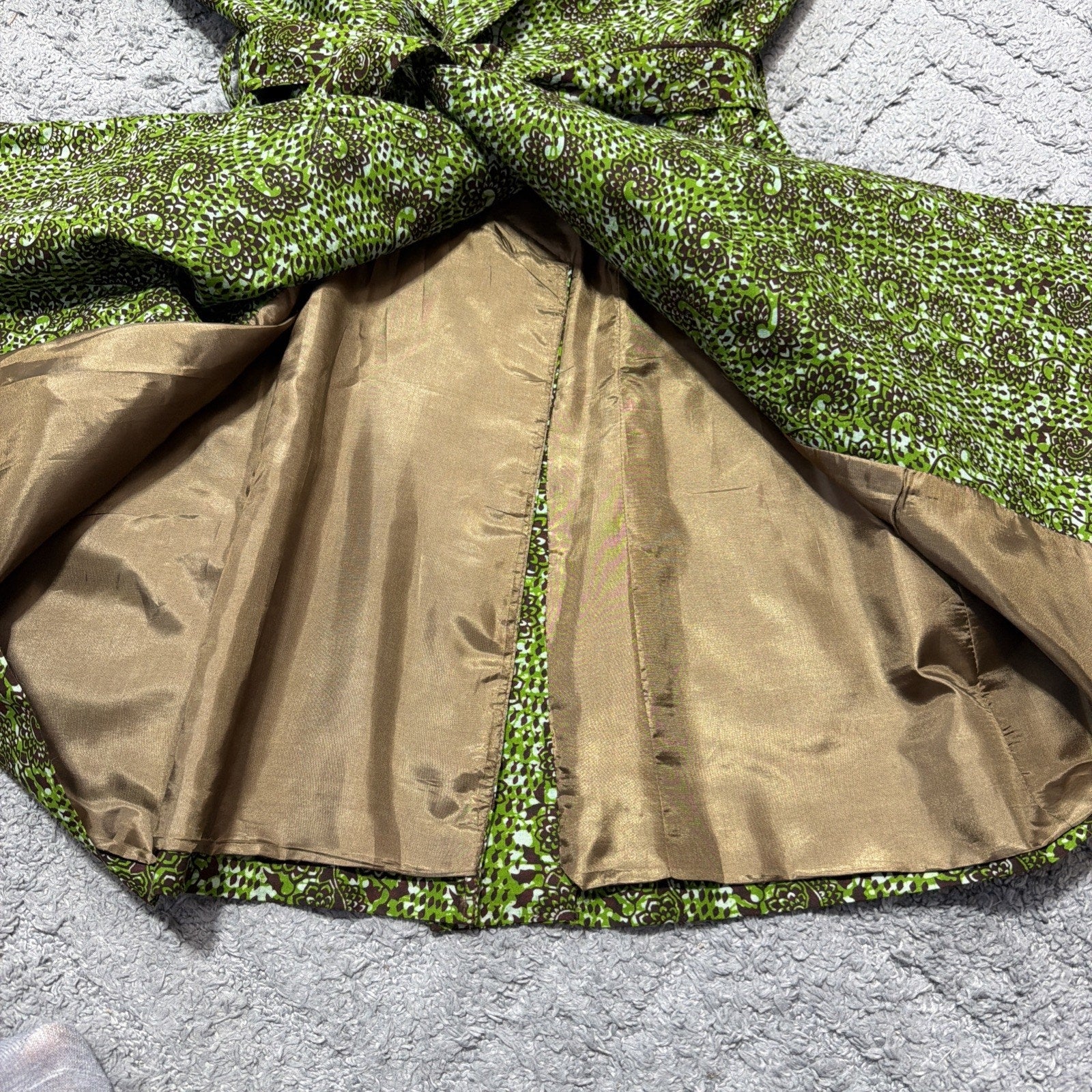 Ayindisa Ginatu Exclusive Women’s Trench Coat Jacket Size 12 Green African Print