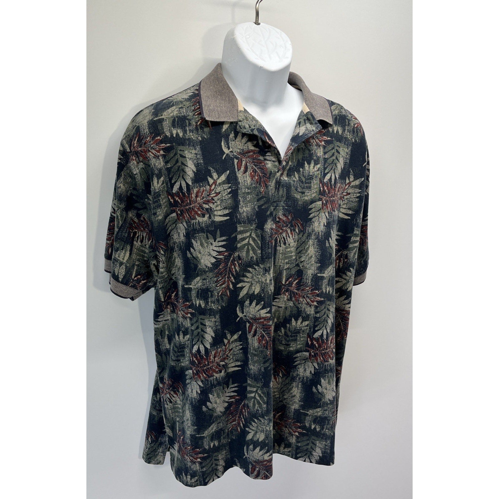Vintage Y2K Keeler Bay Multicolored Knit Polo Dress Shirt Size Medium