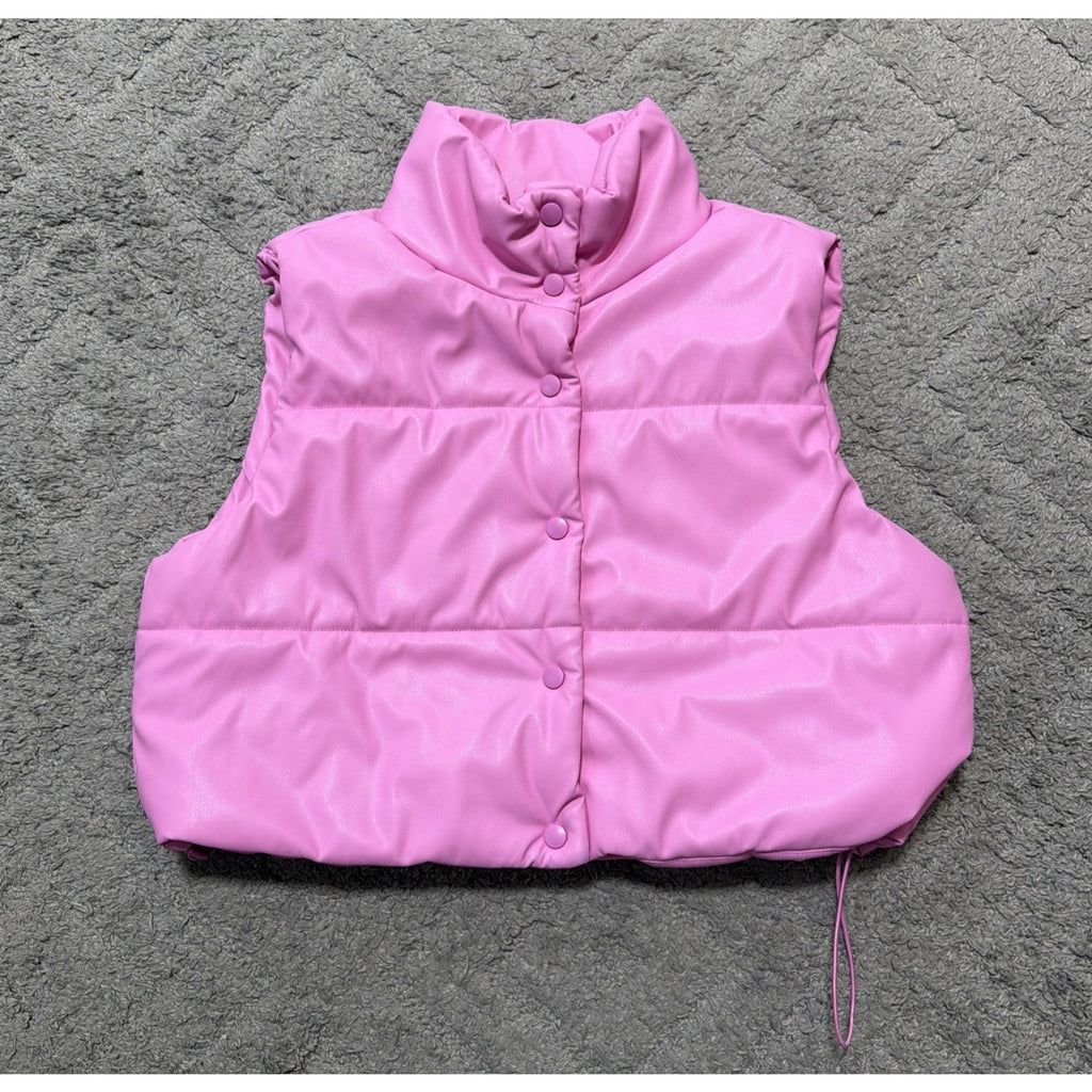 Almost Famous Bright Pink Vest Adjustable Waist Size Large Barbie - NWT