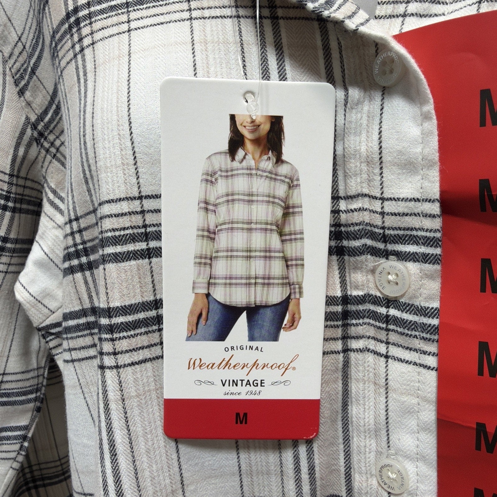 NWT Weatherproof Vintage Ladies Comfort Stretch Flannel Shirt TAN Size M