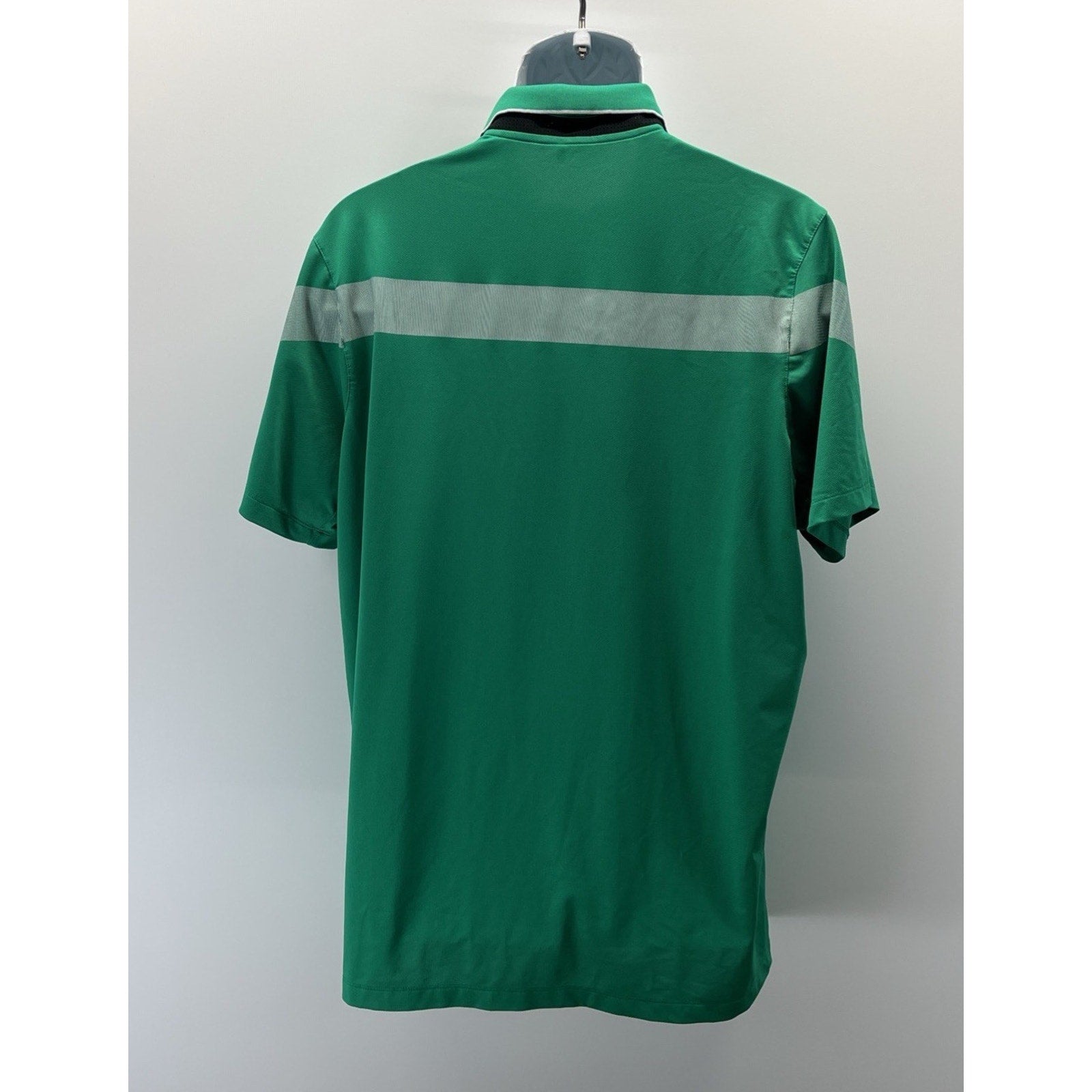 NIKE DRI FIT SS GOLF POLO Shirt Mens XL Green & Grey Trim Snap Button