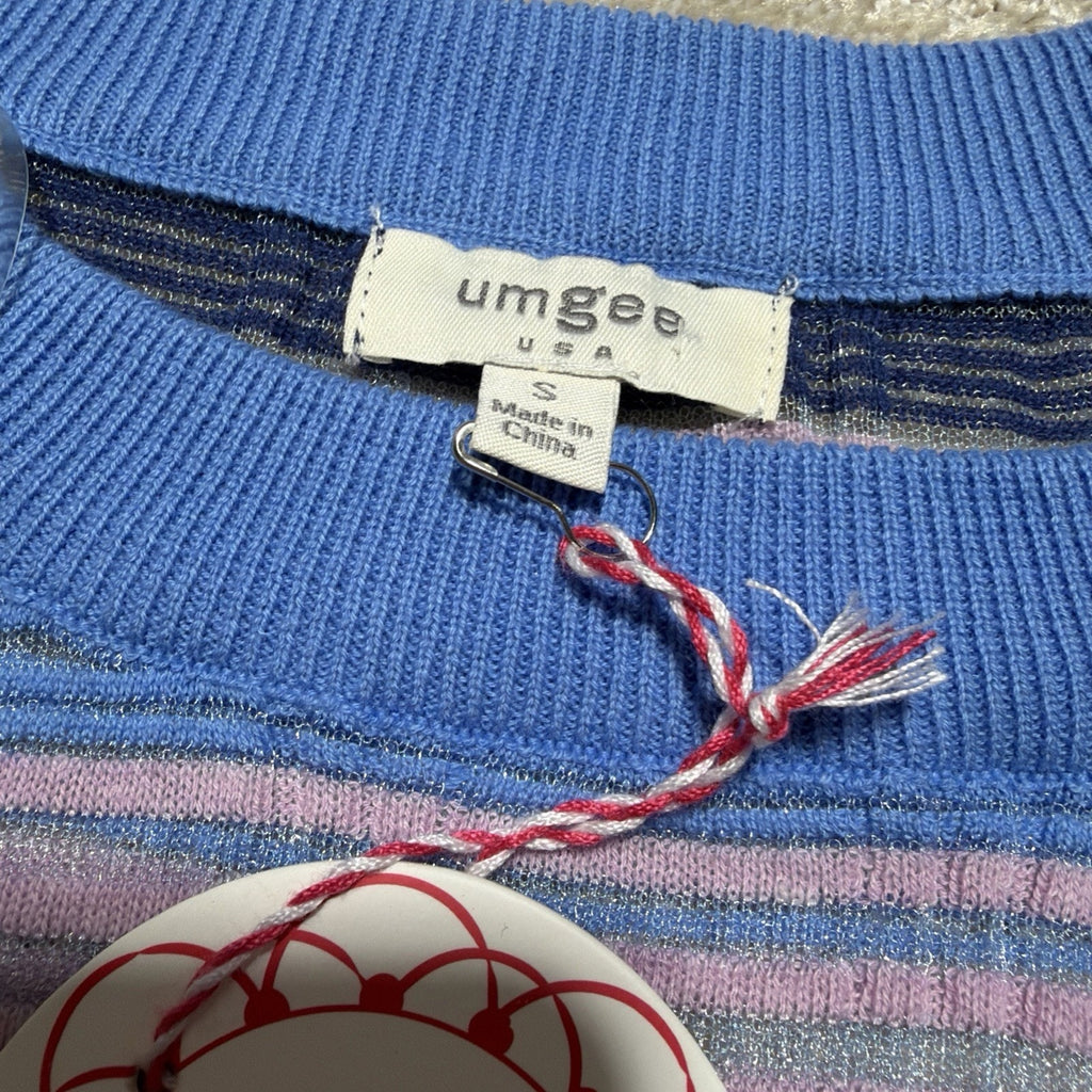 Umgee Striped Beach Cover Up Long Sleeve Size S Oversized Vacation Top NWT