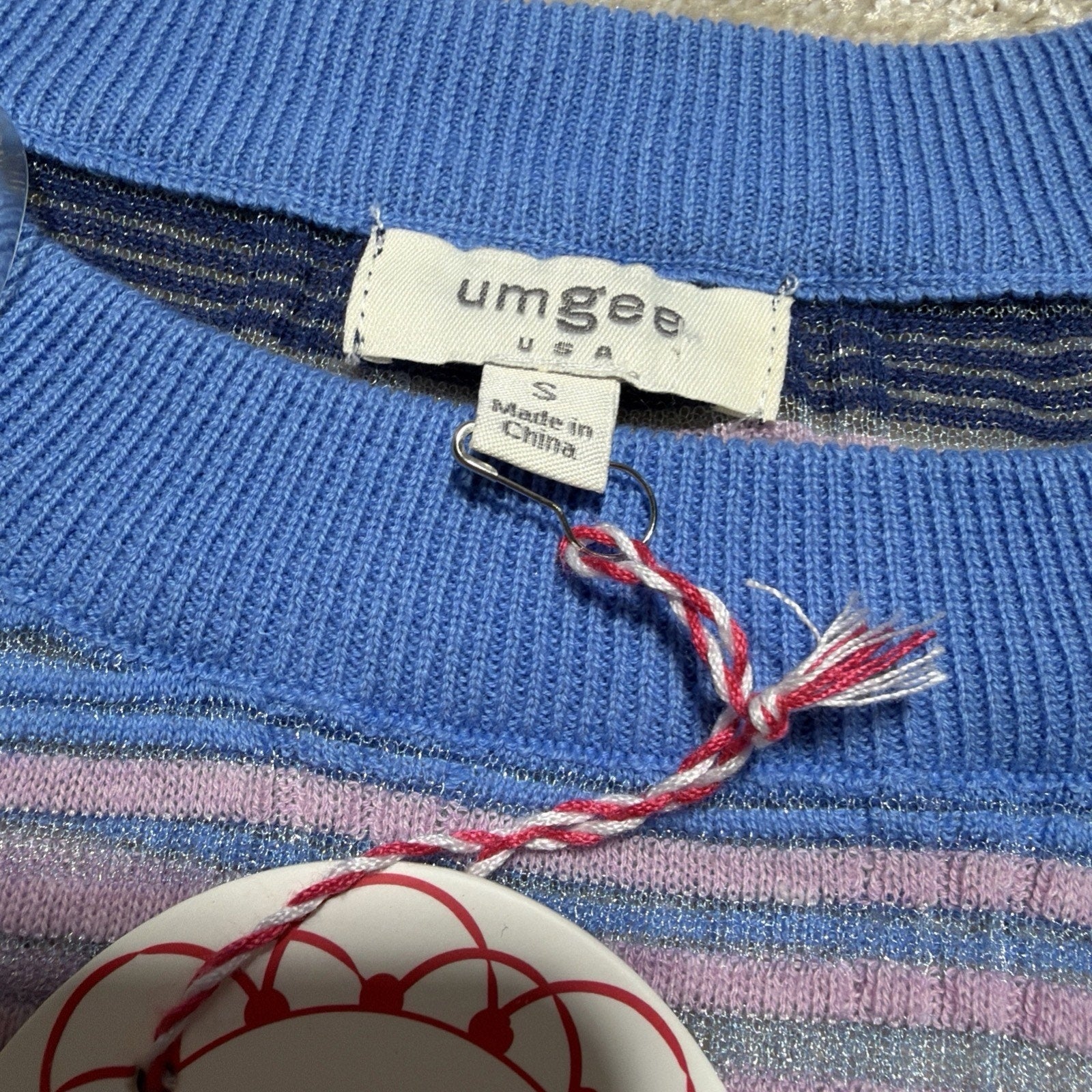 Umgee Striped Beach Cover Up Long Sleeve Size S Oversized Vacation Top NWT