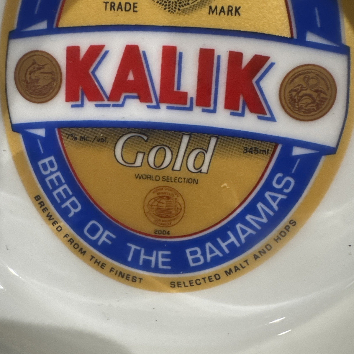 Kalik Gold Beer Ashtray Bahamas Ceramic Breweriana Barware Advertising 3.5"