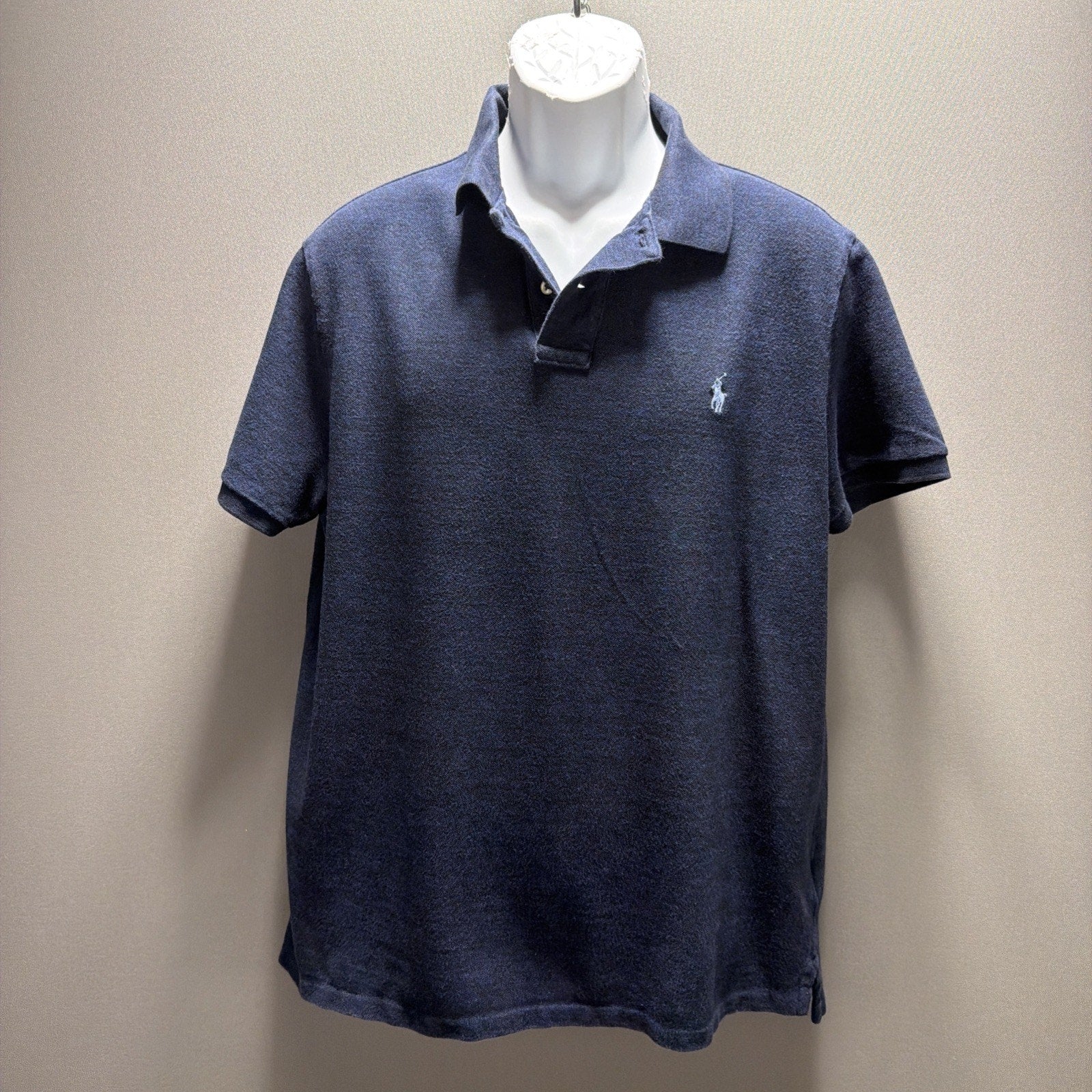 Polo Ralph Lauren Custom Slim Fit Mesh Polo Shirt Mens Heathered Navy