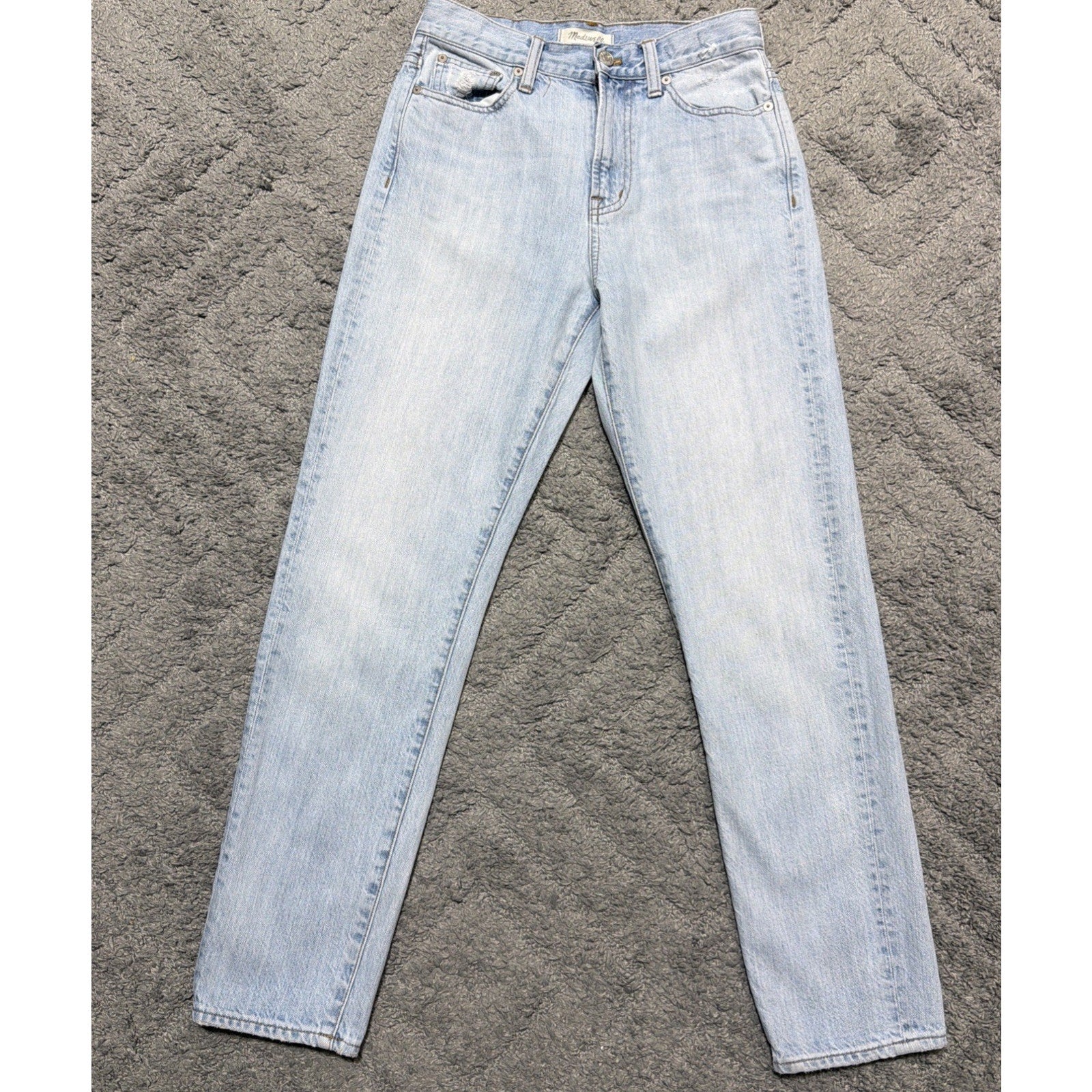 Madewell Womens Perfect Summer Tapered Jeans Blue Light Wash 100% Cotton 25x28