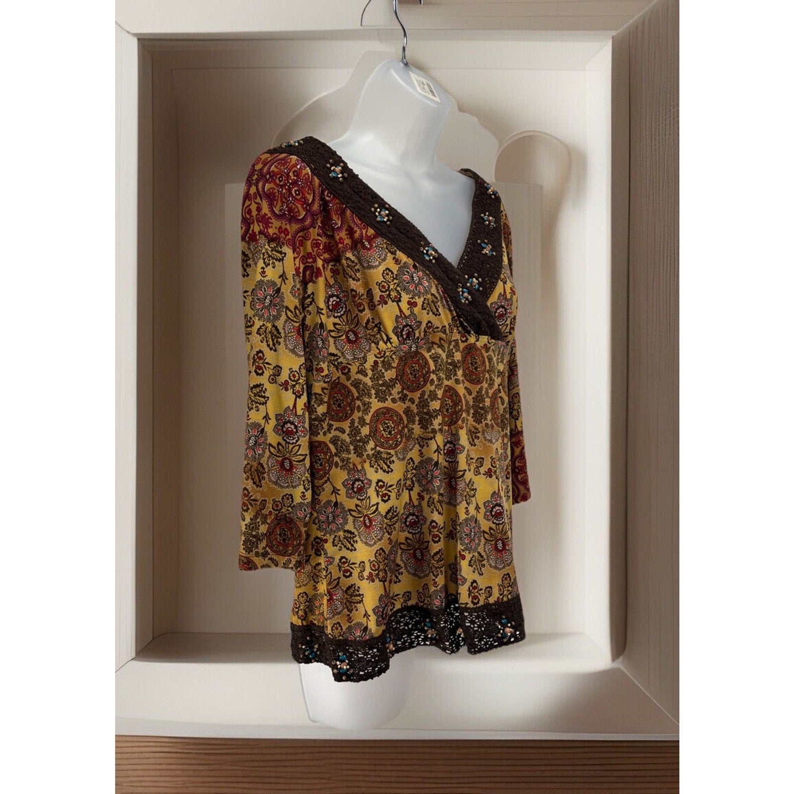 Vintage JTB women's half sleeve multicolor floral stretch tunic top size XL