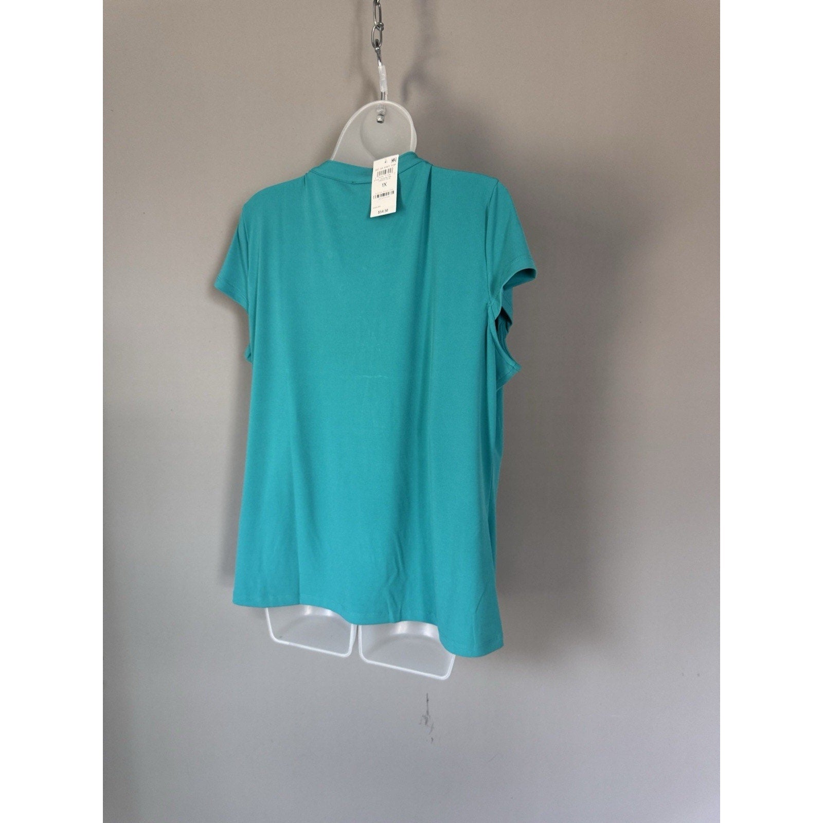 INC International Concepts 1X Plus Teal Lace Up V Neck Knit Top NWT $54.50