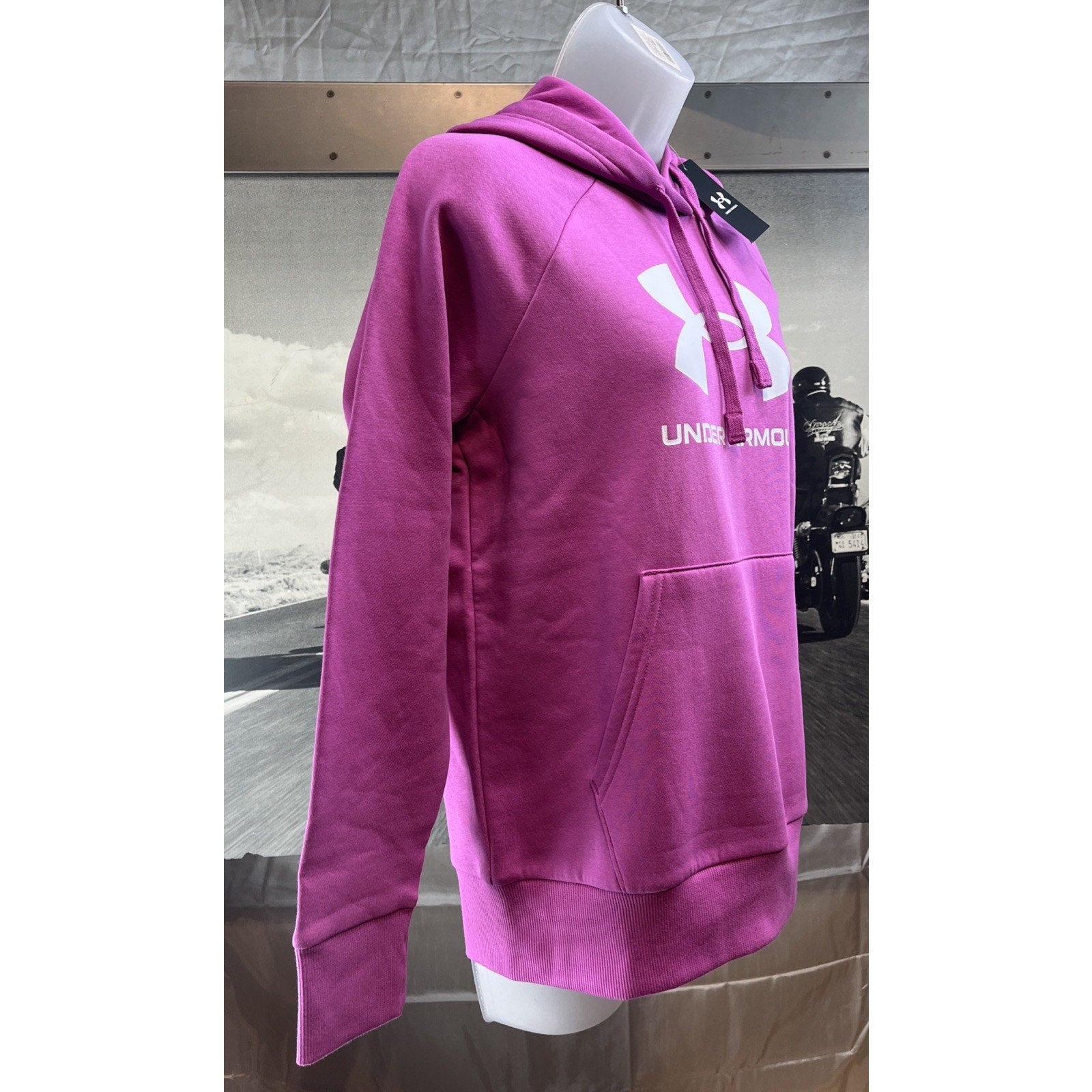 NWT Under Armour UA Rival Fleece Big Logo Pink Hoodie Size Small Active Fall