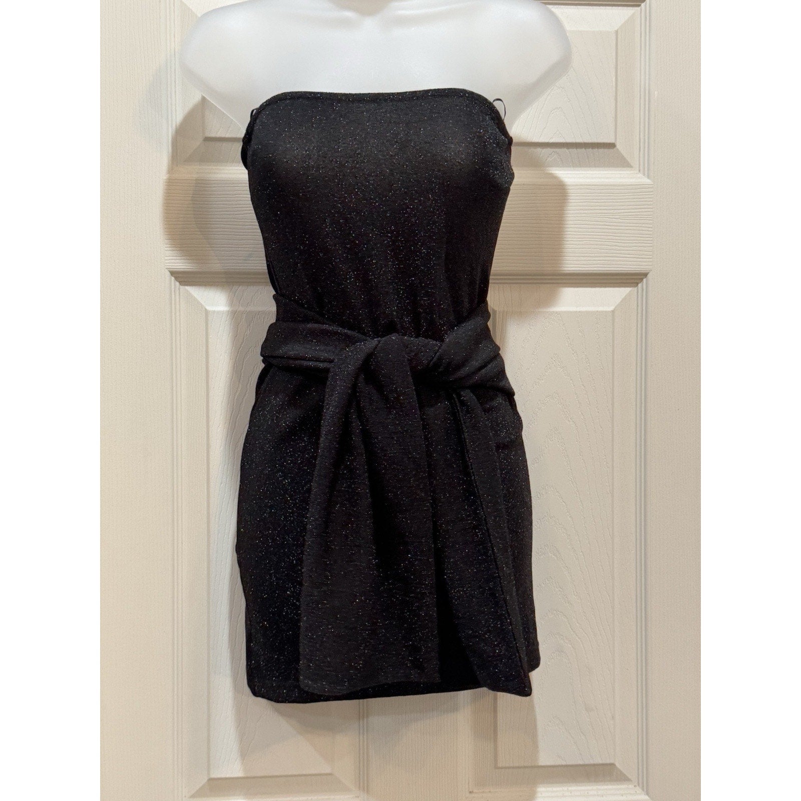 Verge Girl Sleeveless Black Glitter Convertible Dress Size 8