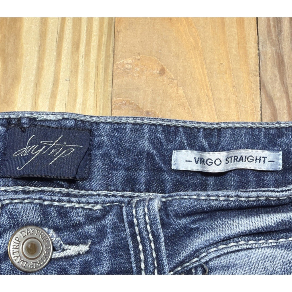 Daytrip Virgo Straight Jeans 27S Womens Signature Whiskering Blue Stretch Denim