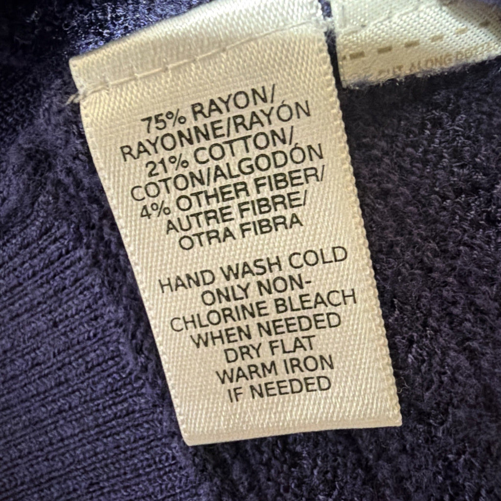 LOFT NAVY BLUE TEXTURED KNIT CLASSIC 3/4 SLEEVES CAREER SWEATER SZ: L
