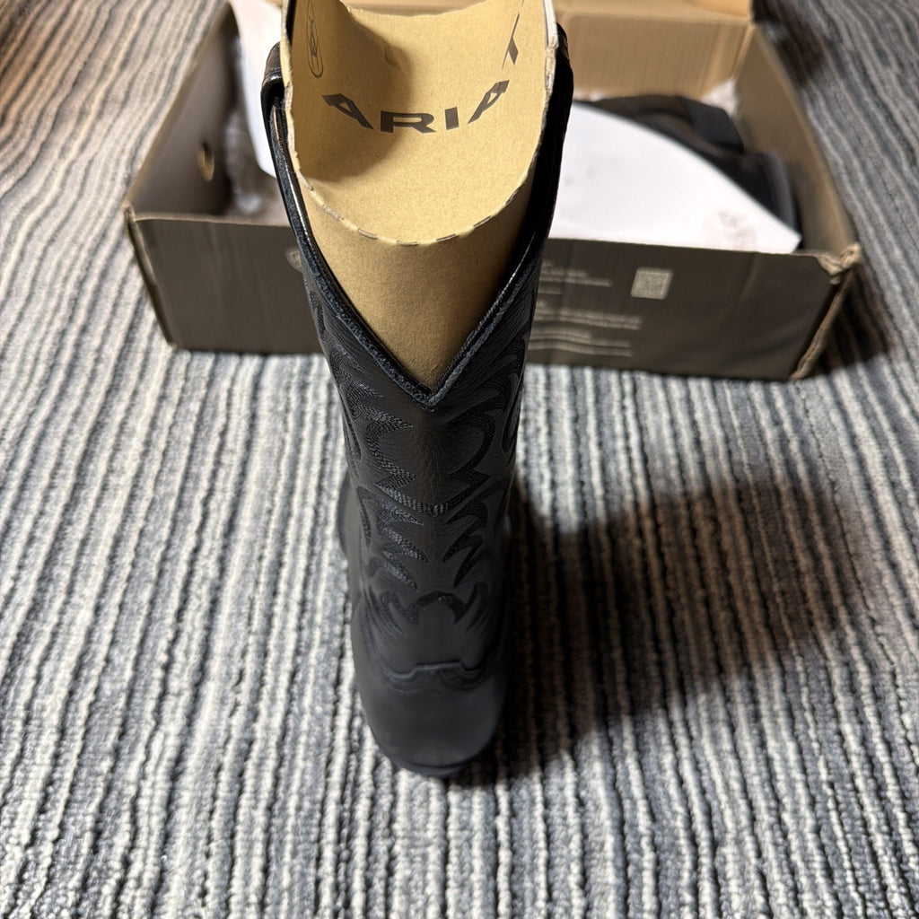 ARIAT Heritage Western R-Toe Black Deertan Leather Boots 10002218 Mens 9D