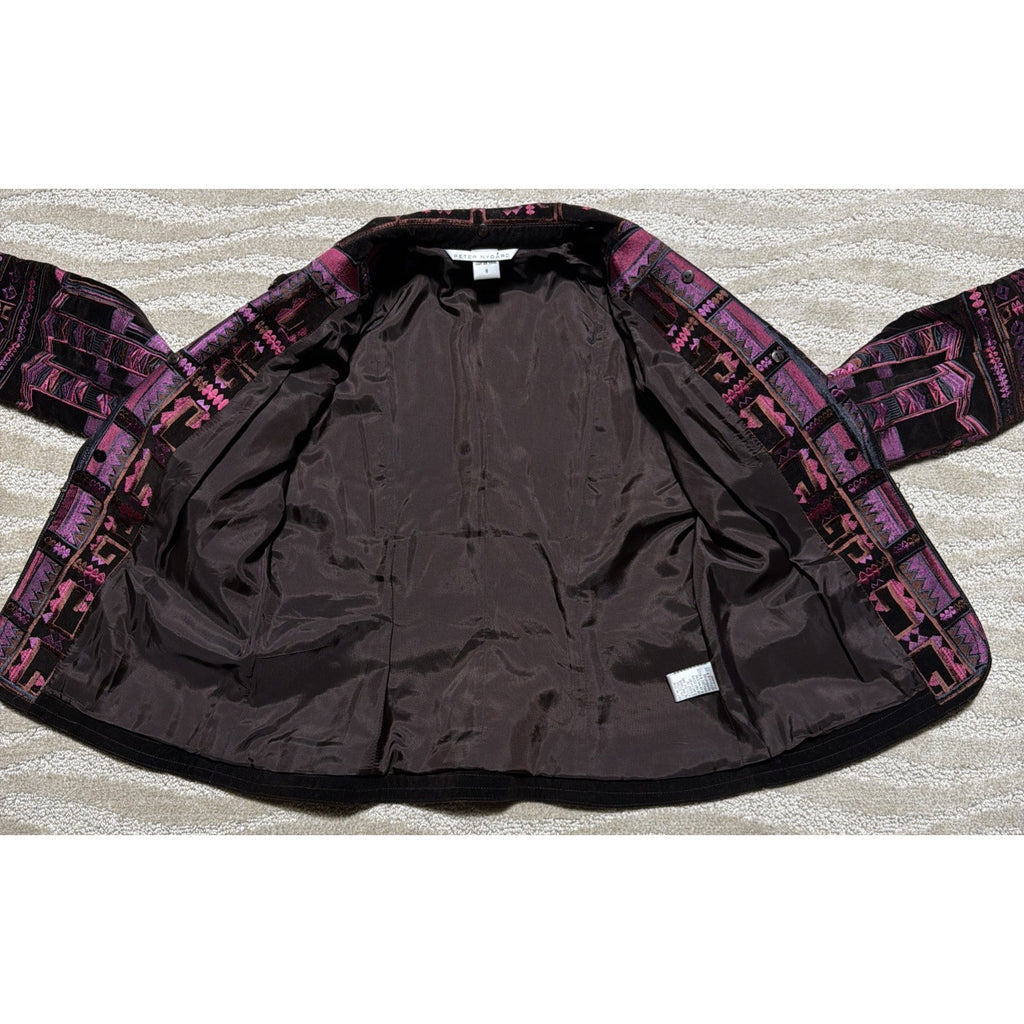Vtg Peter Nygard Women’s Velvet Embroidered Blazer Victorian whimsigoth Size 8