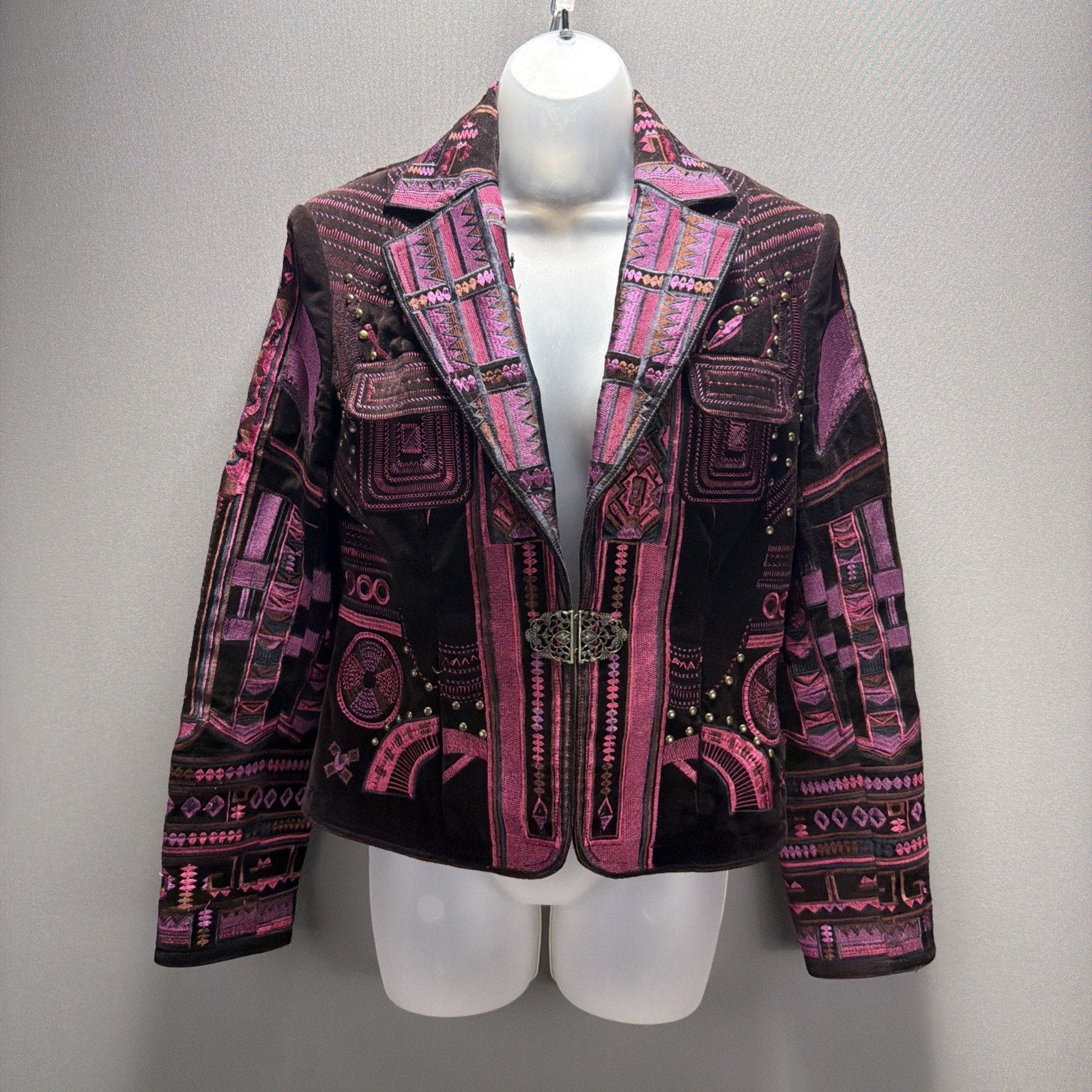 Vtg Peter Nygard Women’s Velvet Embroidered Blazer Victorian whimsigoth Size 8