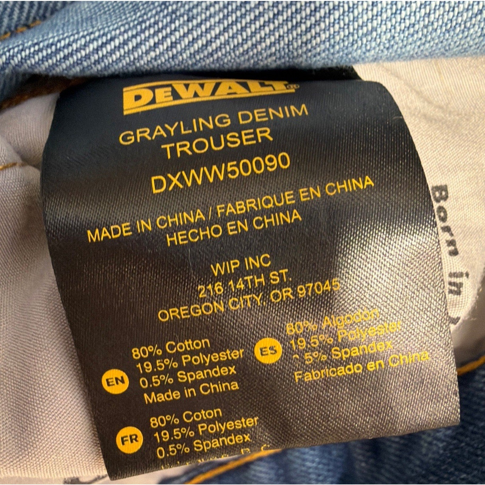 Dewalt Grayling Denim Jeans/Pants 44x33 Workwear Med Blue New