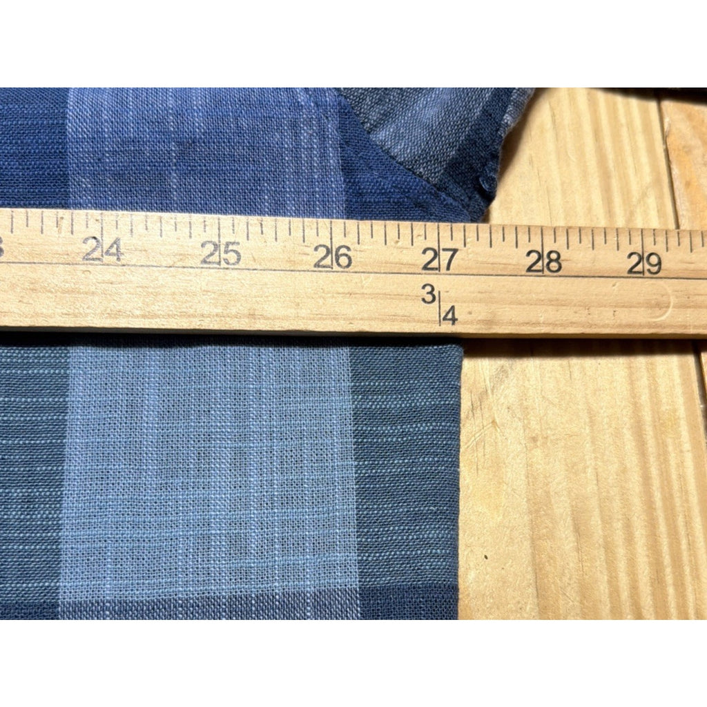 Trust Linen Men's Button Down Blue Plaid Camp Shirt Size Big 4X