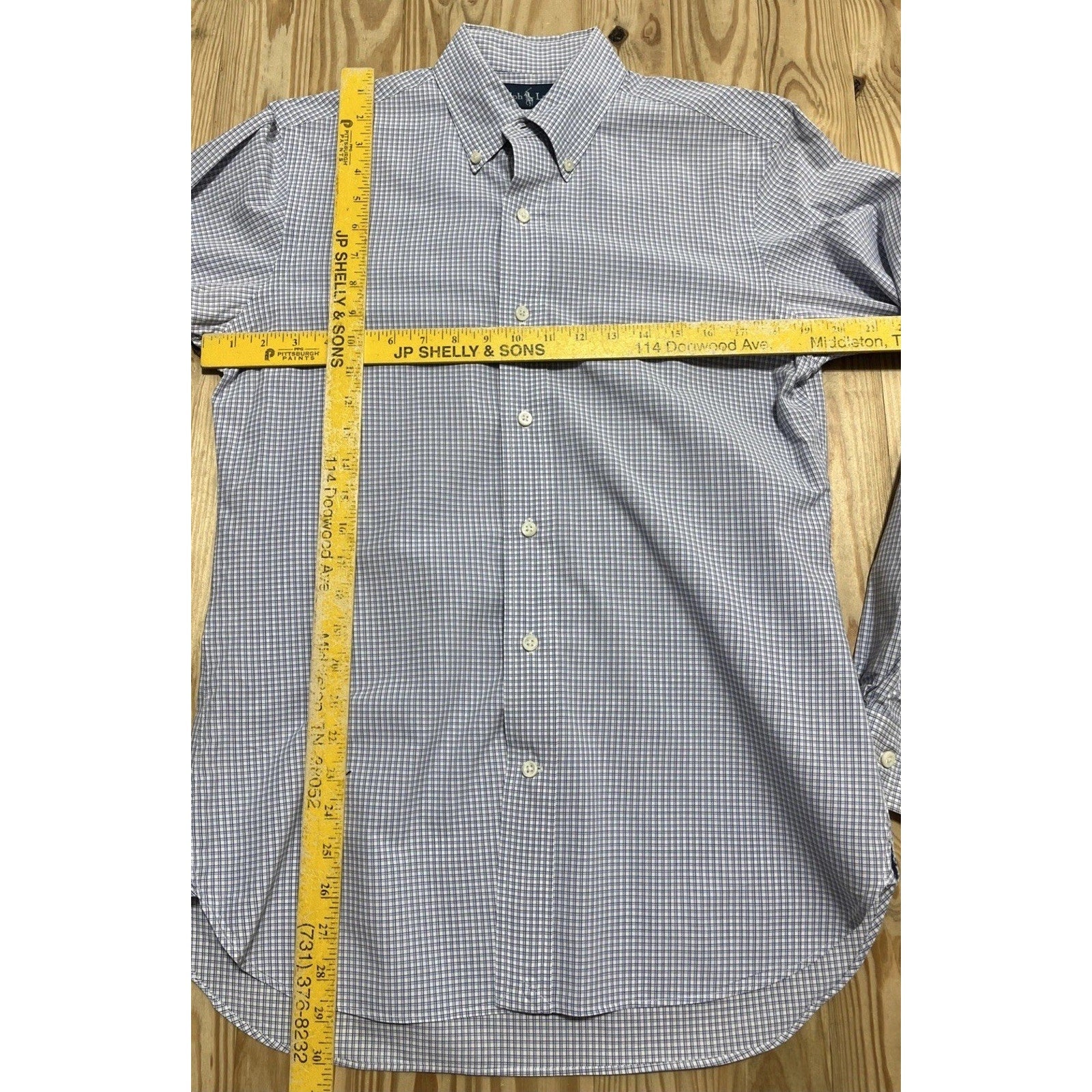 Ralph Lauren Men's Blue/White Plaid Long Sleeve Button Down Shirt Size Small