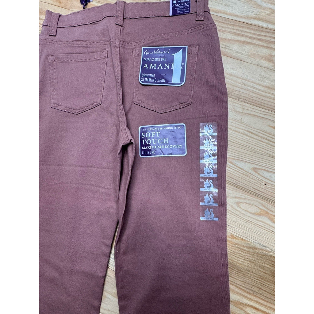 Gloria Vanderbilt Amanda Straight Leg Women's size 8P Plum Purple Jeans NWT