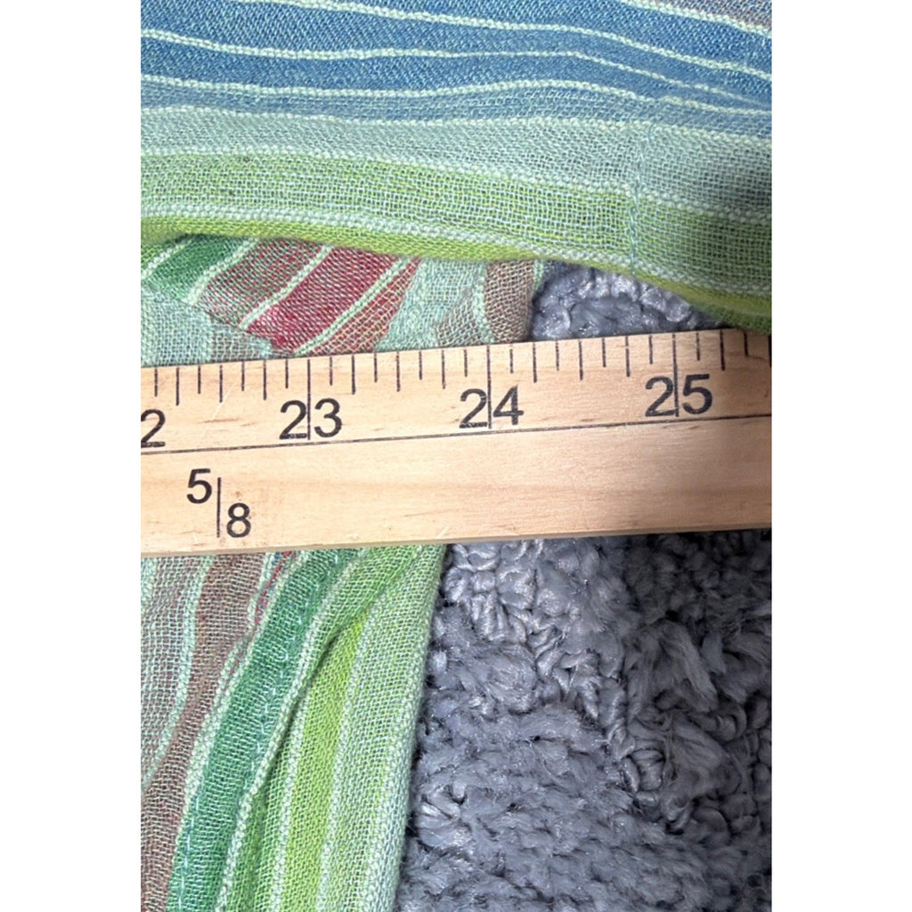 Carbon 2 Cobalt Colorful Striped Button Shirt Lightweight Linen Blend Men L