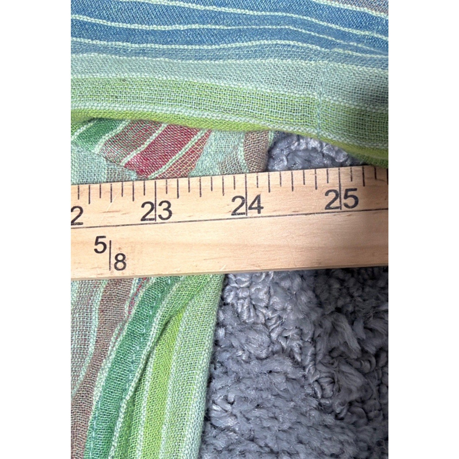 Carbon 2 Cobalt Colorful Striped Button Shirt Lightweight Linen Blend Men L