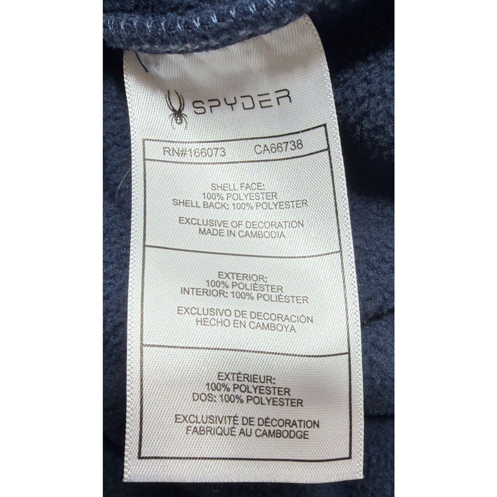 Spyder Men's Full Zip Jacket Hoodie Fleece Dry Thermo Web Blue Textured Medium