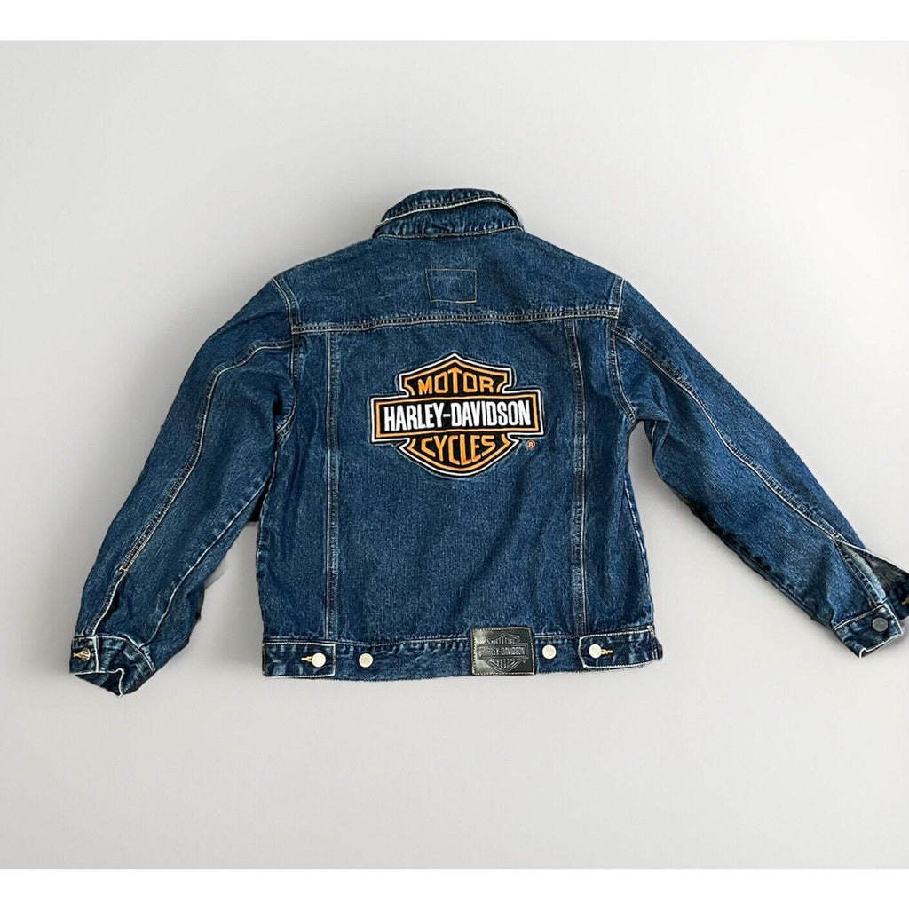 Vintage Harley Davidson Denim Jacket Girl's Medium 12/14 Blue