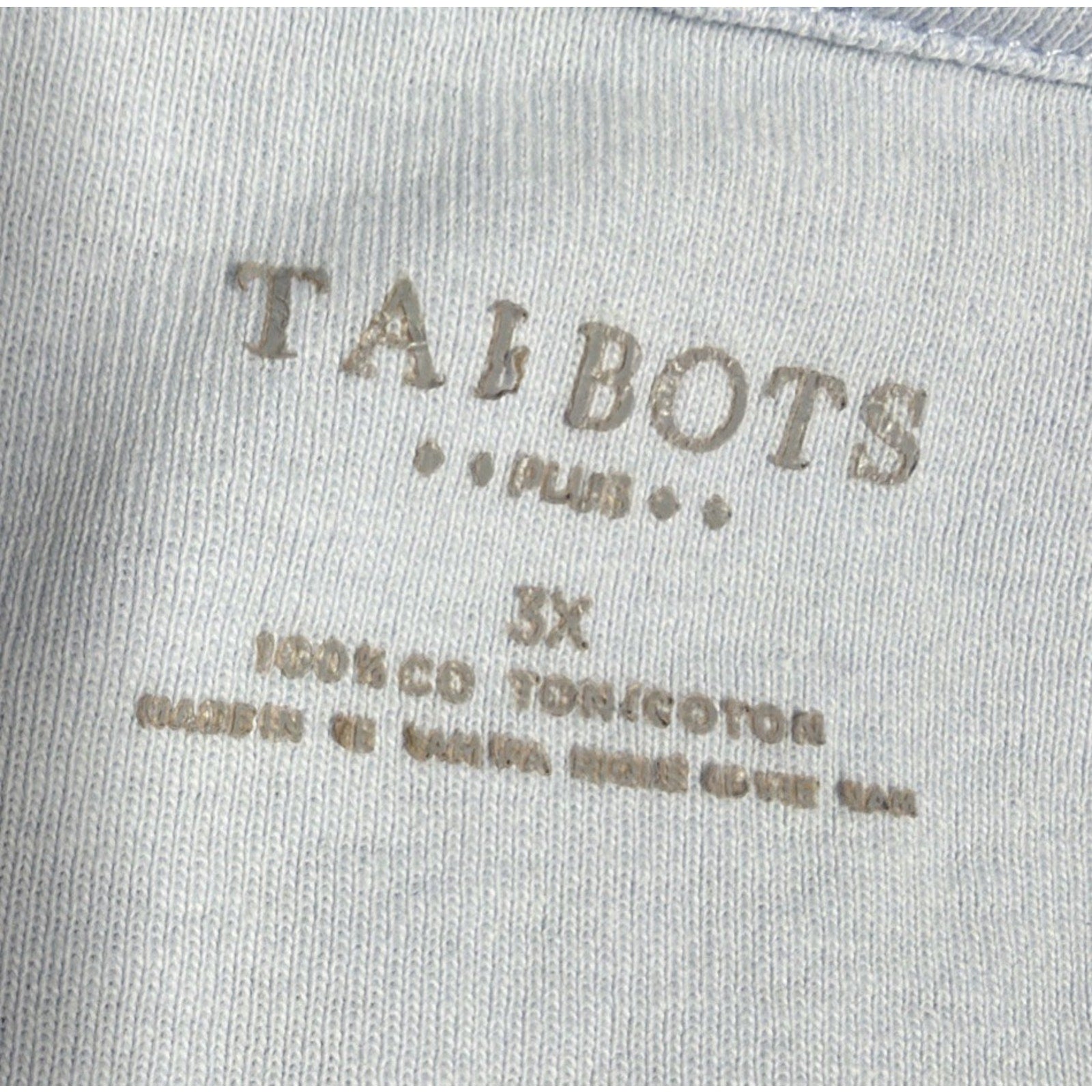 Talbots Tee Women's 3X Blue Boat Neck Pima Cotton Top Long Sleeve Plus