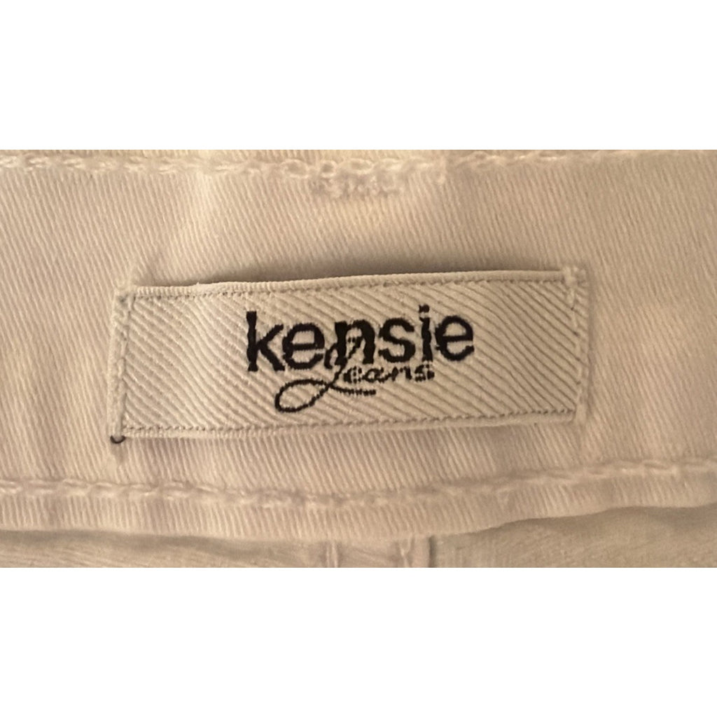 Kensie Jeans The Short White Denim Bermuda Shorts Cuffed Stretch Size 4/27