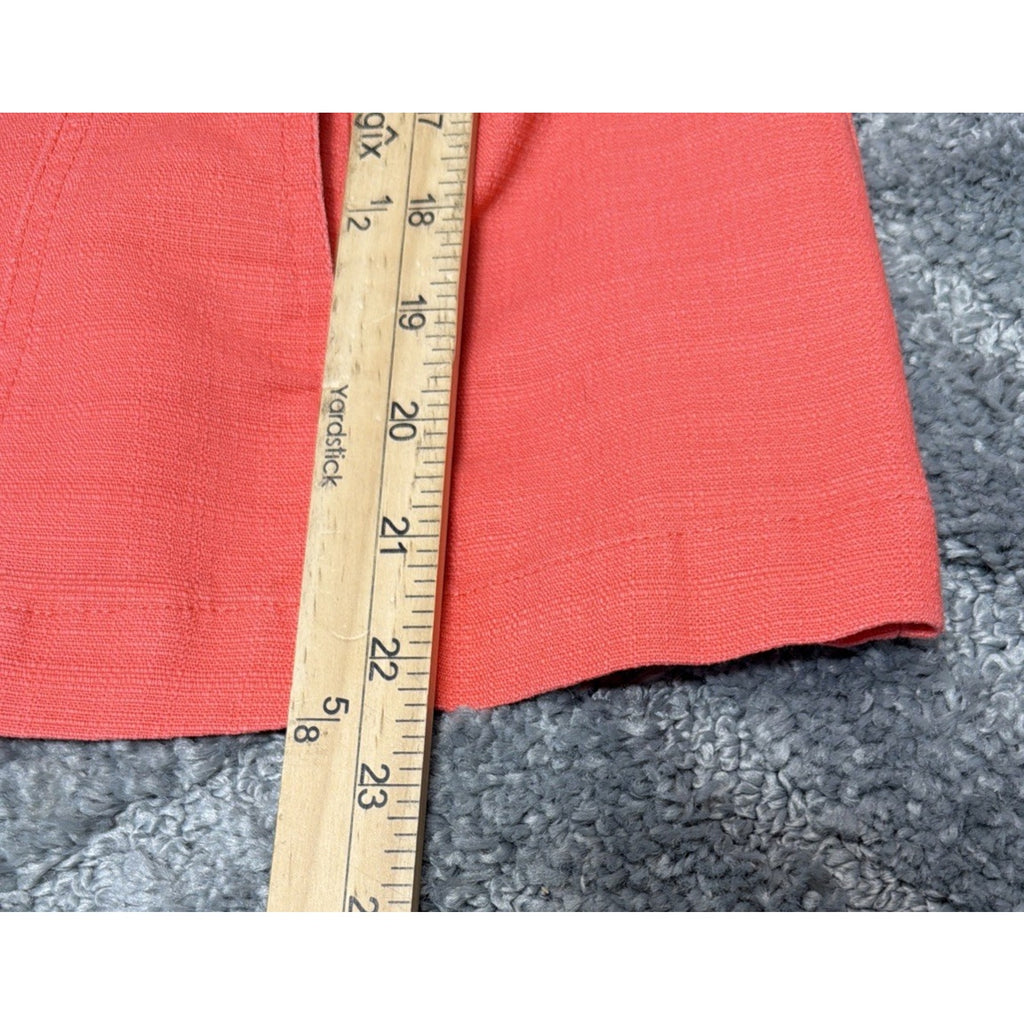 Erin London Jacket Womens Medium Orange Stretch Button Up Long Sleeve Pocket