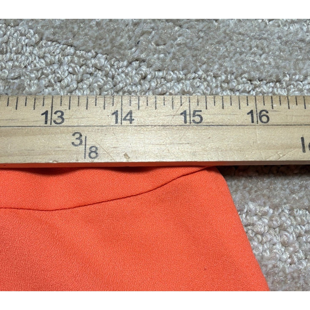 Ark & Co Women's Scallop Hem Detail High Rise Neon Orange Shorty Shorts Size M