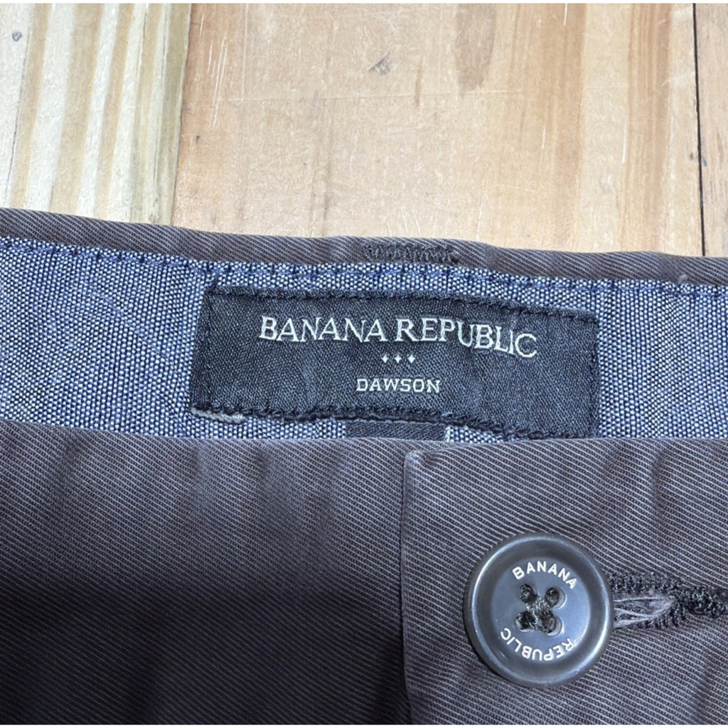 Banana Republic Chino Dawson Pants Men’s Flat Front Performance Brown Size 34x30