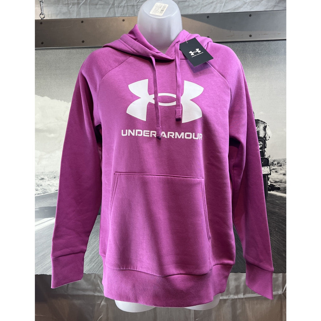 NWT Under Armour UA Rival Fleece Big Logo Pink Hoodie Size Small Active Fall