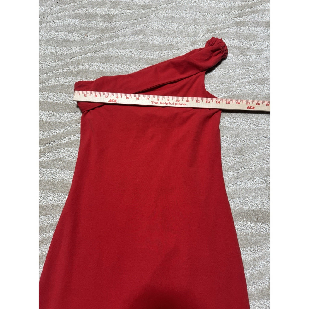 VS Bra Tops Red One Shoulder Bodycon Dress Built-In Bra Stretch Size S