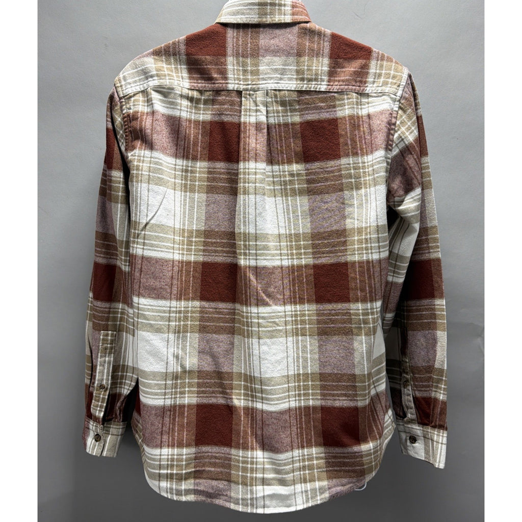 Eddie Bauer Men's Field Flannel Plaid Button-Down Shirt in Dusty Red Size M