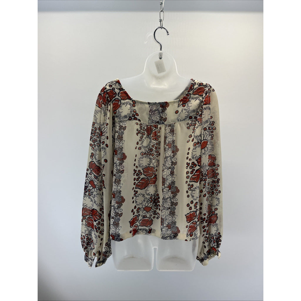 FUN & FLIRT BLOUSE Semi-Sheer Small Polyester Pullover Long Sleeves EUC