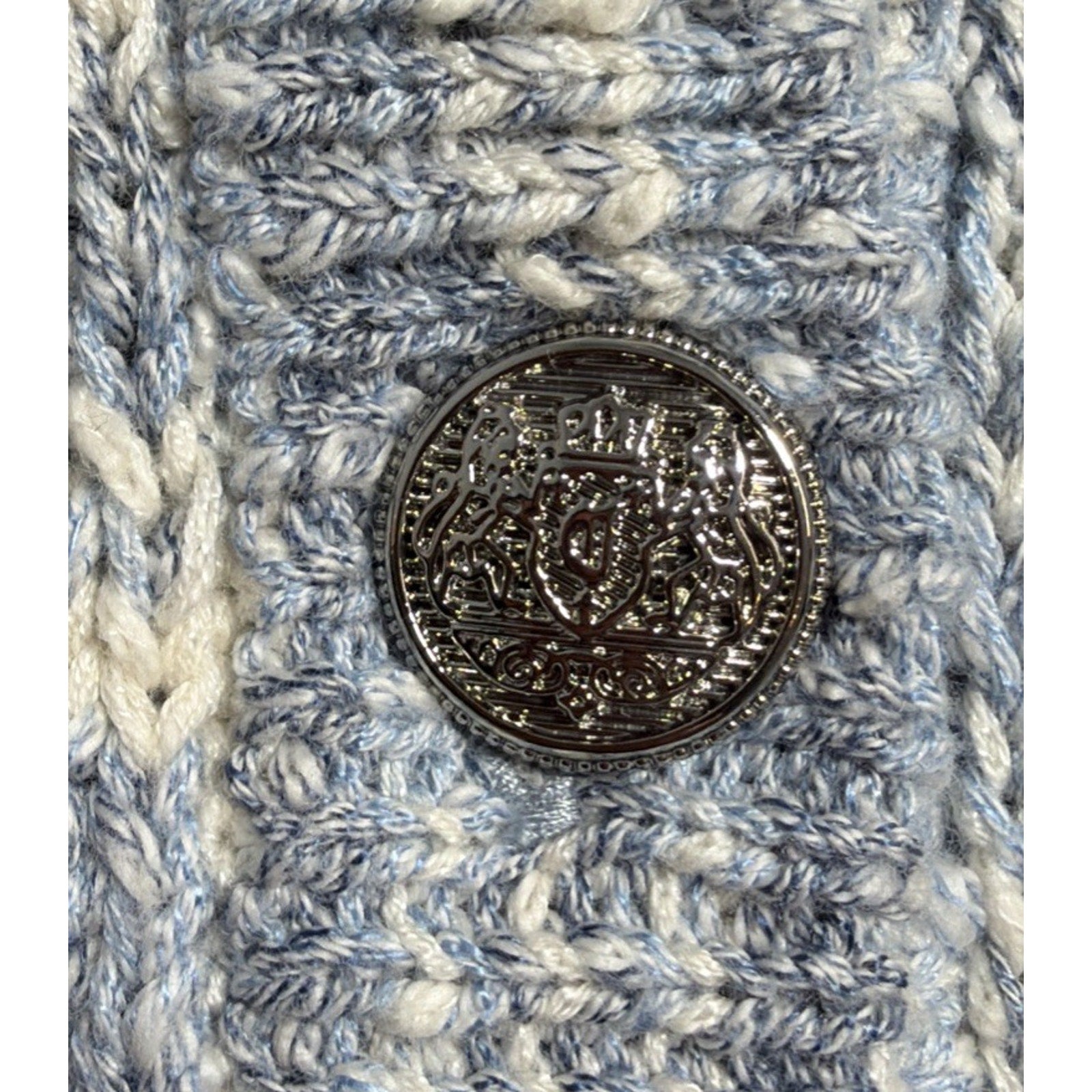 LOFT Marled Chunky-Knit Button V-Neck Cardigan Sweater Blue Small Msrp 98$